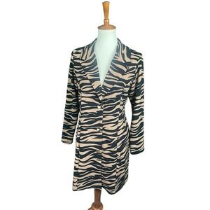 Wearever Vintage Button Down Top Tan Zebra Print Y2K Size Large New With Tags